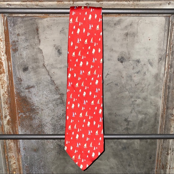 Salvatore Ferragamo Bright Red Sailtboats Tie